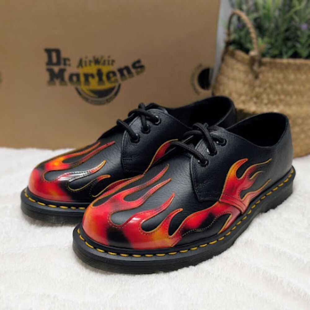 Dr. Martens 1461 Flame Overdrive & Multi-Arcadia Rub Off Leather Shoes UK 6 NIB